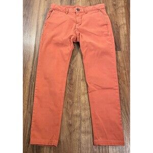 IKKS Slim Fit Mens Chino Pant Size 28 Orange Flat Front Casual Workwear